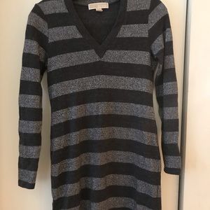 Michael Kors XS Black Silver Striped 3/4 Dress